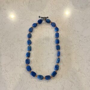 Blue and Gold Beaded Necklace